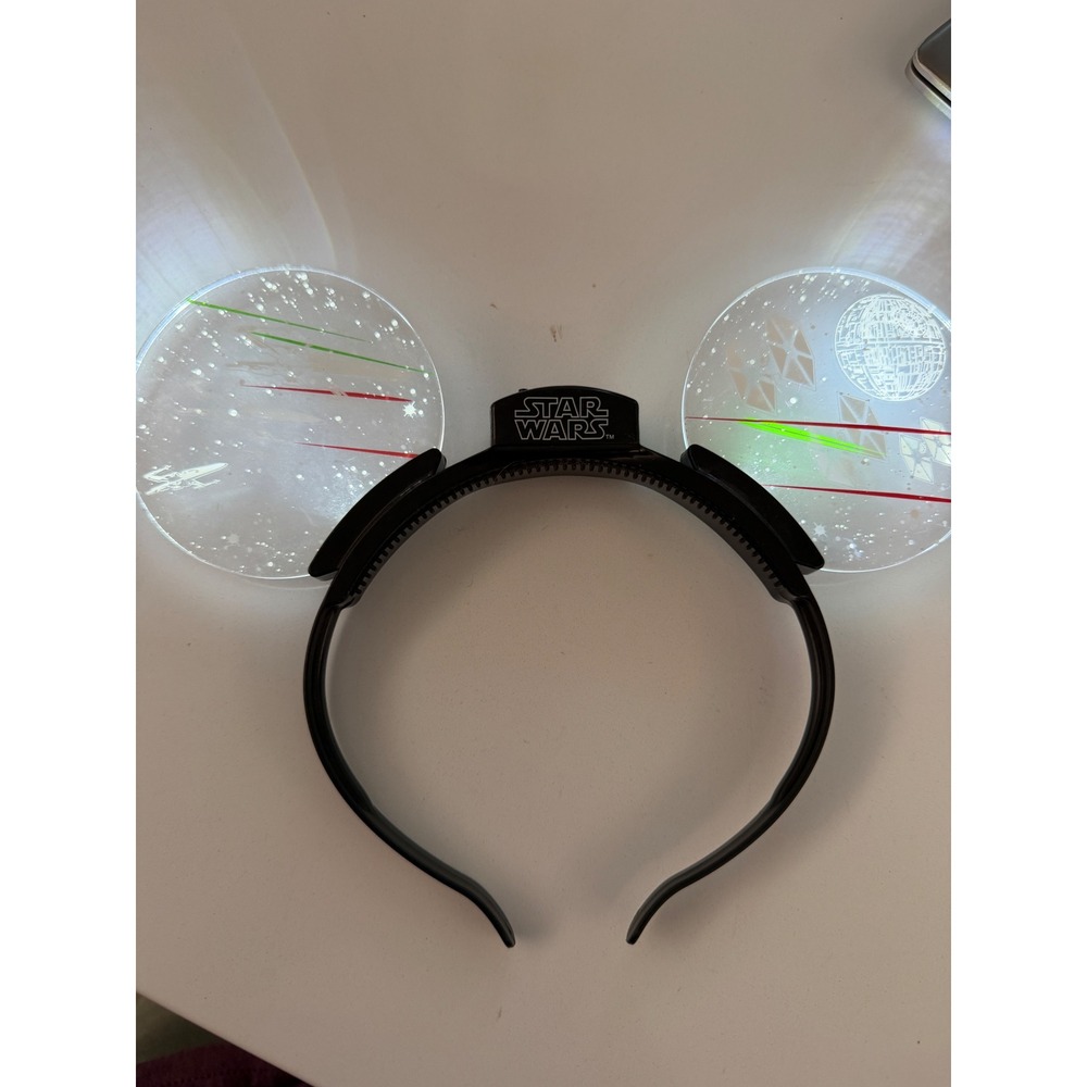 Disney Star Wars Light Up Mickey Ears Headband Galaxy's Edge Death Star X-Wing